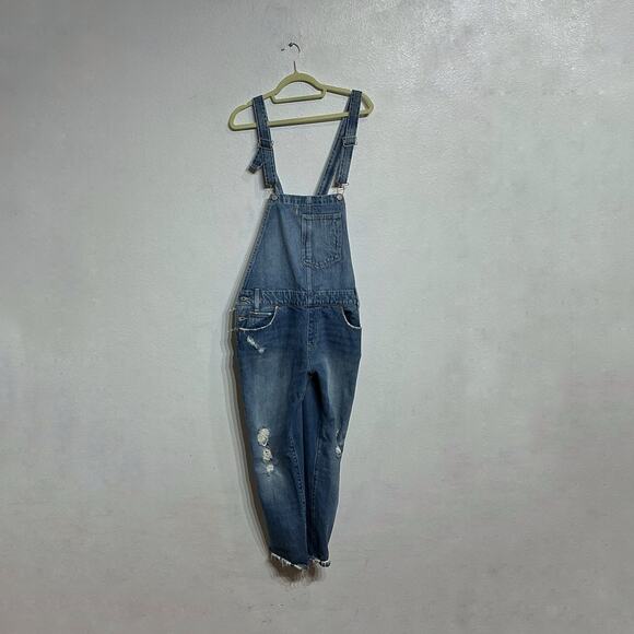 Levi's Blue Denim Distressed Straight Leg Overalls Sz M - Picture 2 of 12